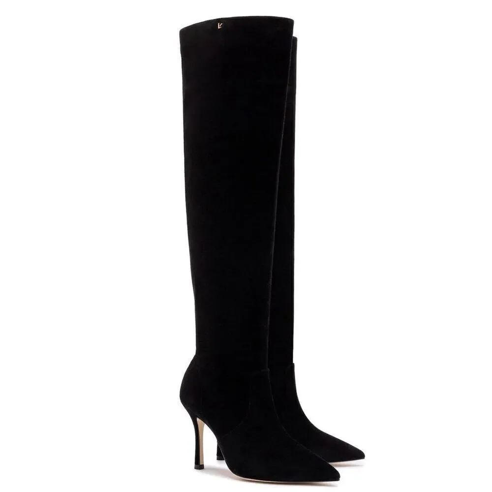 LARROUDÉ Kate Over the Knee Boot In Black Suede NWOB Size 7 1/2